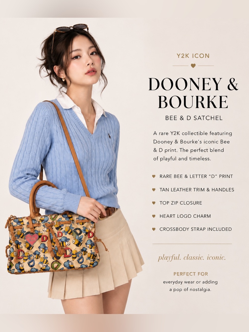 2000s DOONEY & BOURKE BEE & D Bag Y2K Icon Rare Print top handles or crossbody